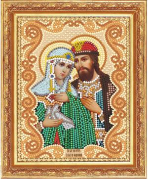 Алмазная мозаика (круглые блестящие стразы) М-109 Икона Св. Петр и Феврония