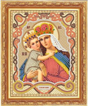 Алмазная мозаика (круглые блестящие стразы) М-115 Икона Св. Дева Мария с младенцем