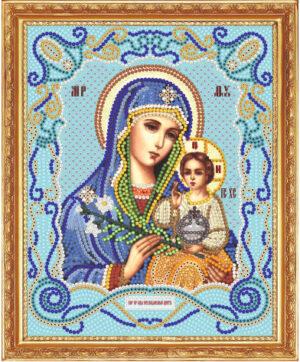Алмазная мозаика (круглые блестящие стразы) М-208 Икона Божией матери "Неувядаемый цвет"