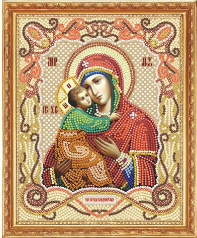 Алмазная мозаика (круглые блестящие стразы) М-211 Икона Божией матери "Владимирская"