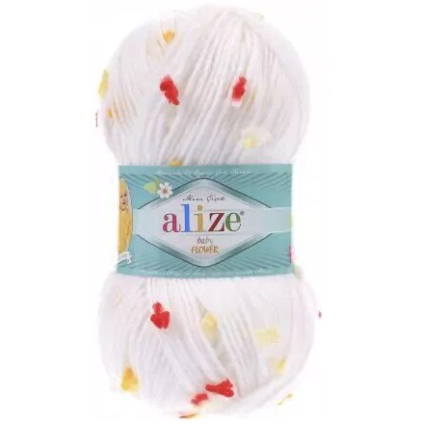 Пряжа для вязания ALIZE BABY FLOWER (№5459) Белый - купить оптом и в  розницу, цена, доставка