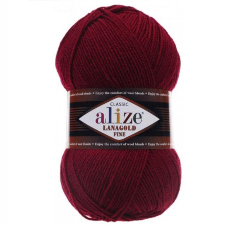 Пряжа для вязания ALIZE «LANAGOLD FINE» (№390) Бордовый