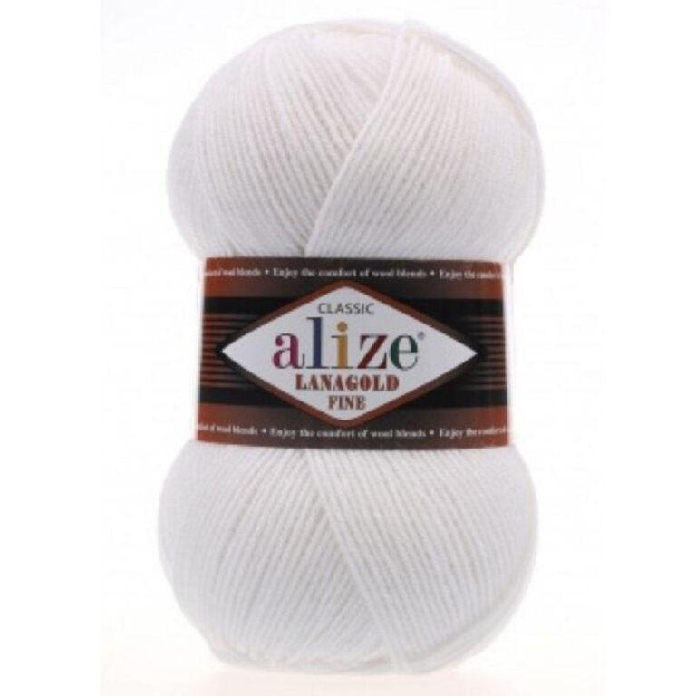 Пряжа для вязания ALIZE «LANAGOLD FINE» (№55) Белый