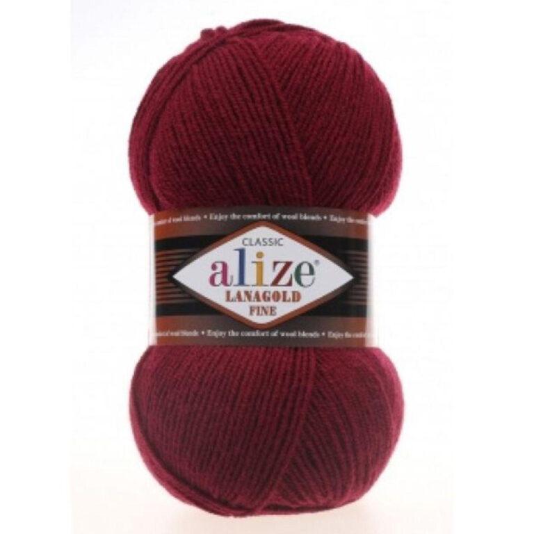 Пряжа для вязания ALIZE «LANAGOLD FINE» (№57) Бордовый