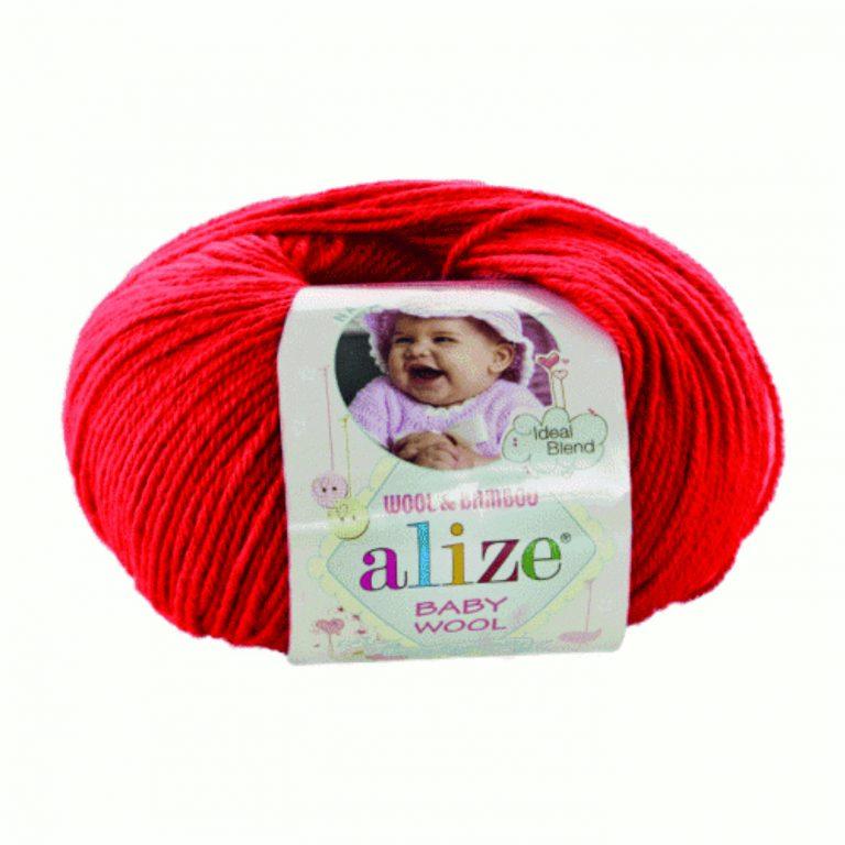 Пряжа для вязания ALIZE «BABY WOOL» (№56) Красный