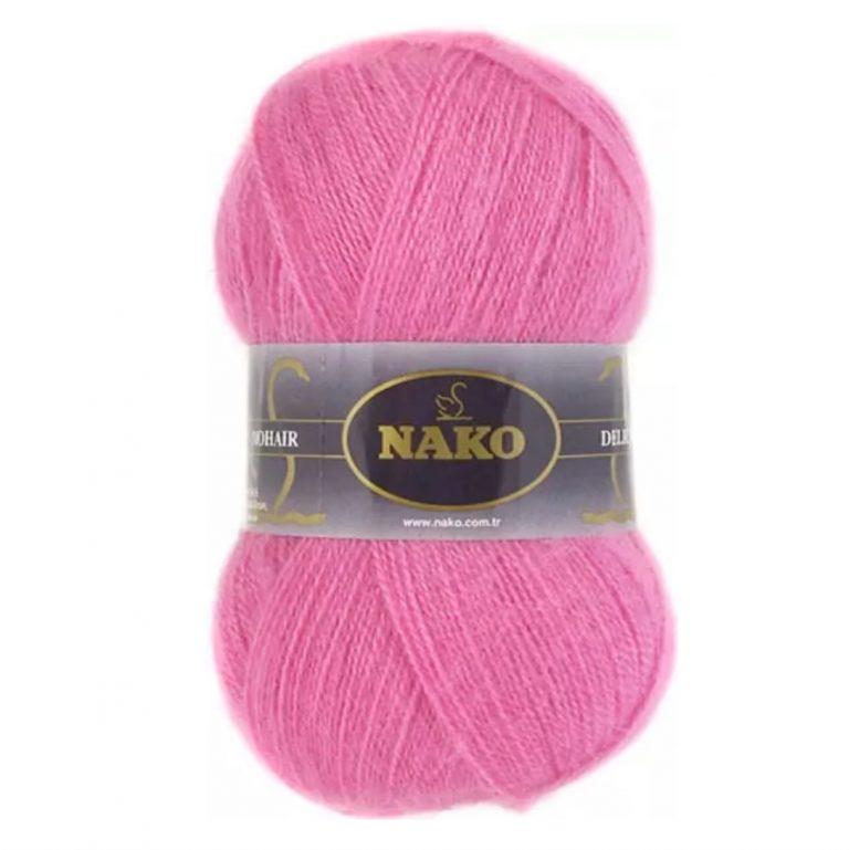 Пряжа для вязания NAKO «MOHAIR DELICATE» (№6112) Ярко-розовый