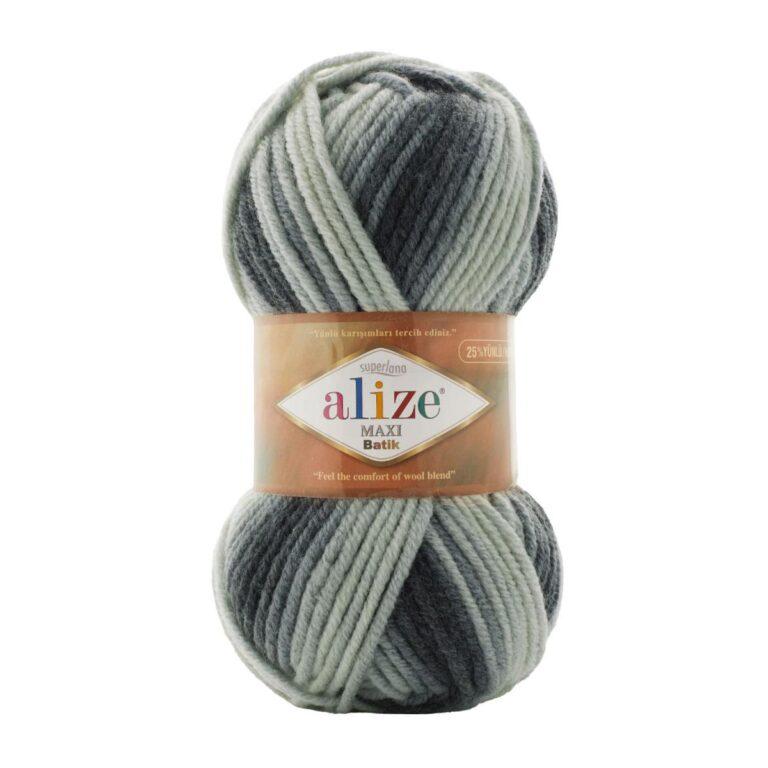 Пряжа для вязания ALIZE «SUPERLANA MAXI BATIK» (№7786) Светло-серый-темно-серый