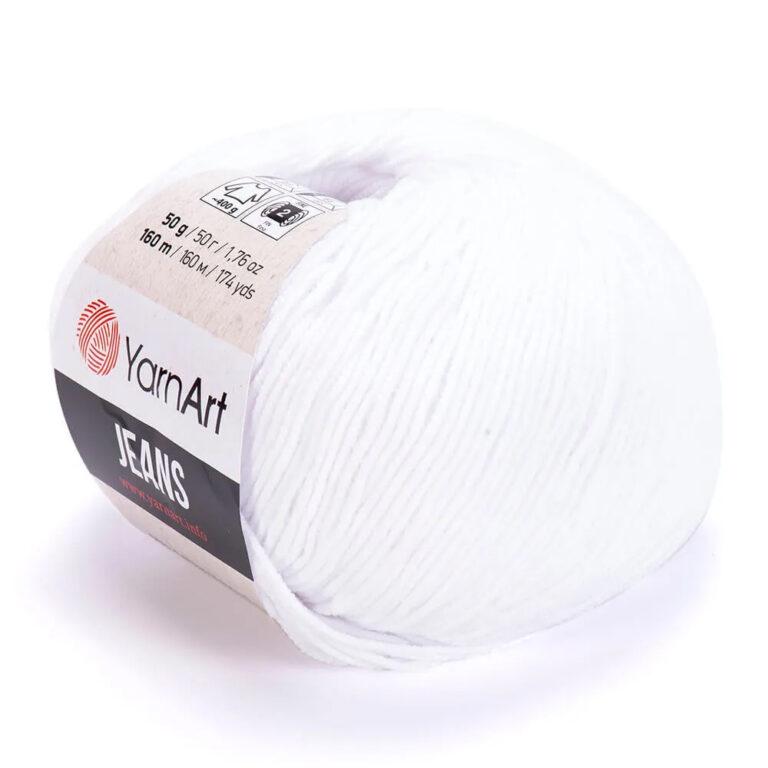 Пряжа для вязания YARNART «JEANS» (№62) Ультра-белый
