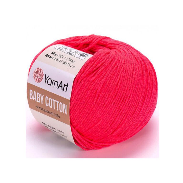 Пряжа для вязания YARNART «BABY COTTON» (№423) Яркий коралл