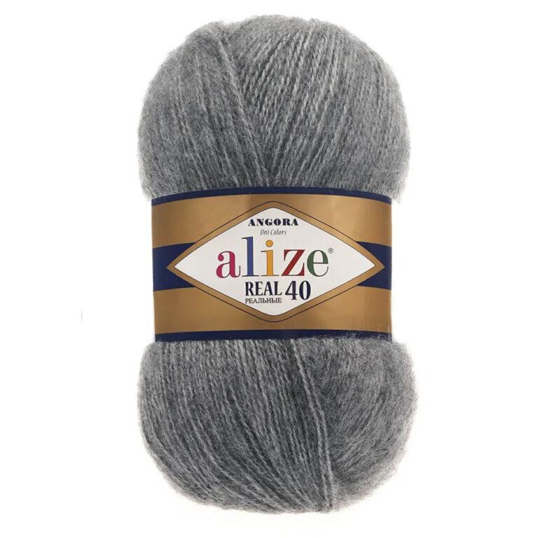 Пряжа для вязания ALIZE «ANGORA REAL 40» (№182) Средне-серый меланж