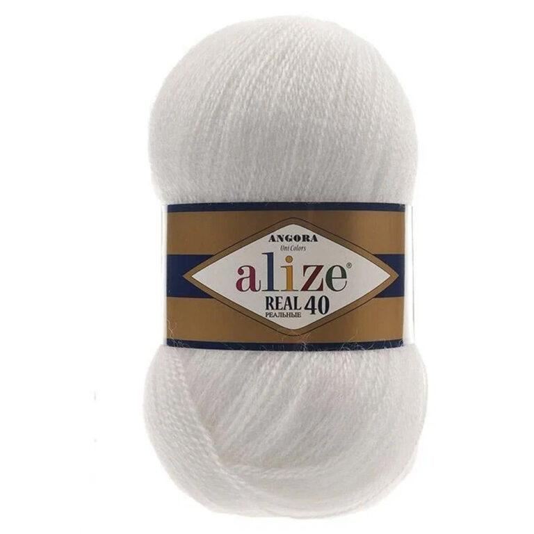 Пряжа для вязания ALIZE «ANGORA REAL 40» (№55) Белый