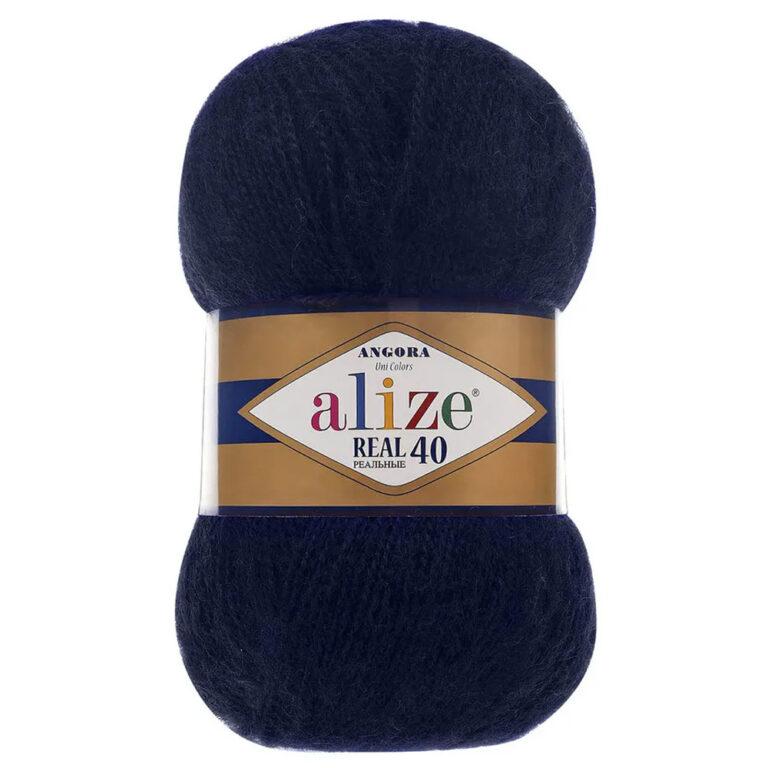 Пряжа для вязания ALIZE «ANGORA REAL 40» (№58) Темно-синий