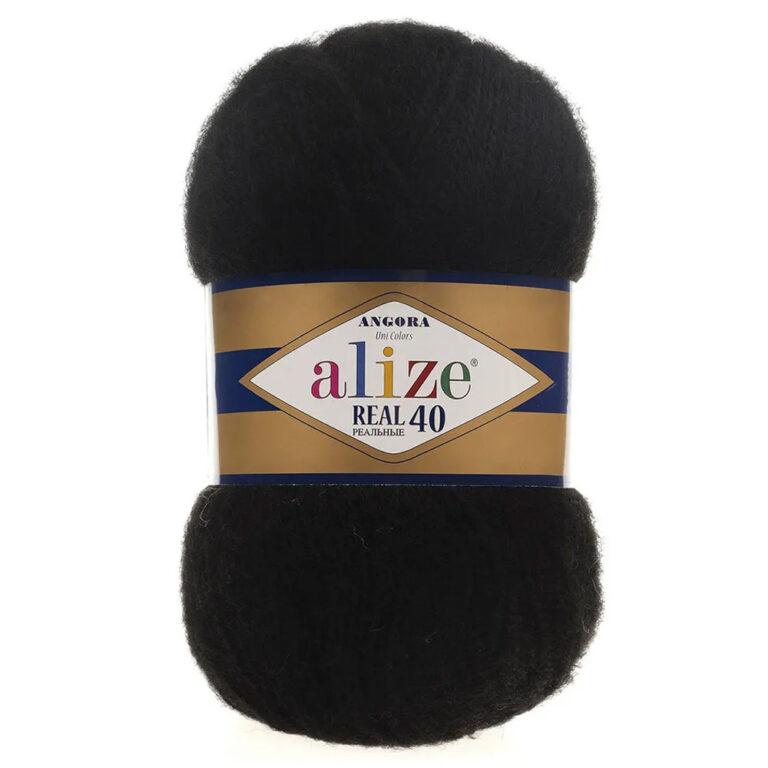 Пряжа для вязания ALIZE «ANGORA REAL 40» (№60) Черный