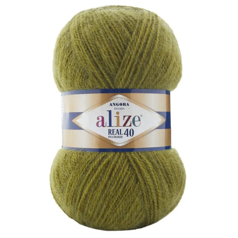 Пряжа для вязания ALIZE «ANGORA REAL 40» (№758) Оливковый