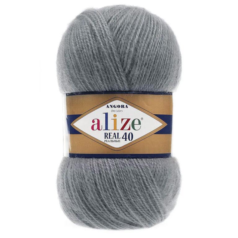 Пряжа для вязания ALIZE «ANGORA REAL 40» (№87) Средне-серый