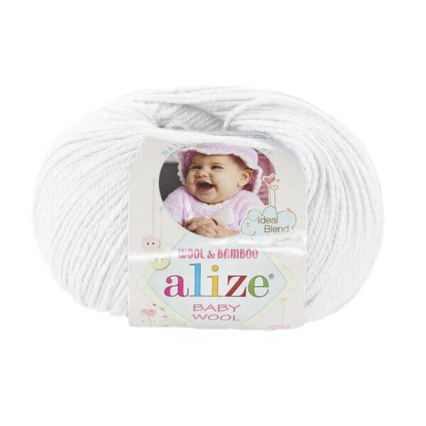 Пряжа для вязания ALIZE BABY WOOL (№55) Белый