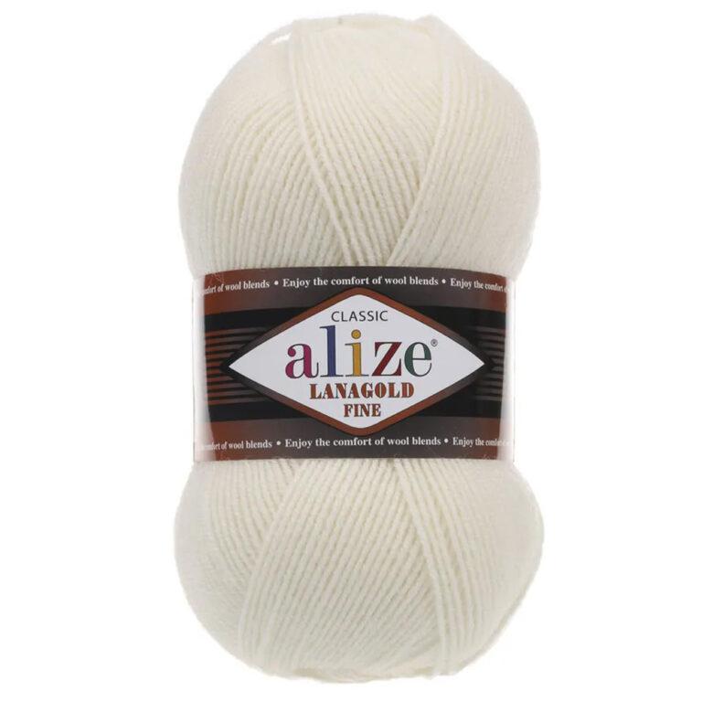 Пряжа для вязания ALIZE «LANAGOLD FINE» (№62) Молочный