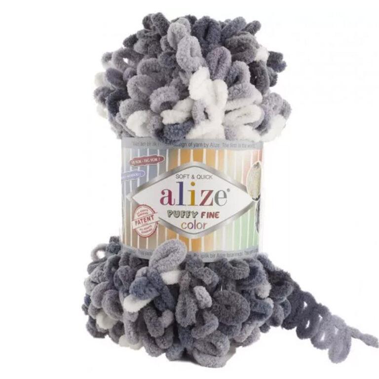 Пряжа для вязания ALIZE «PUFFY FINE COLOR» (№5925) Серый принт