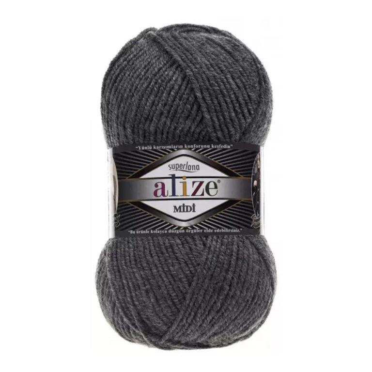 Пряжа для вязания ALIZE «SUPERLANA MIDI» (№182) Серый меланж