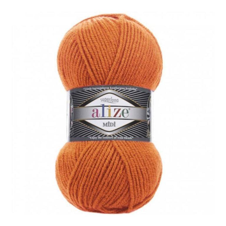Пряжа для вязания ALIZE «SUPERLANA MIDI» (№225) Оранжевый