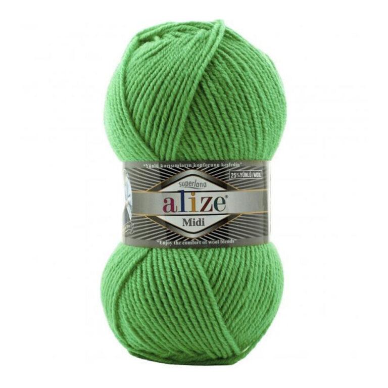 Пряжа для вязания ALIZE «SUPERLANA MIDI» (№455) Яркая зелень