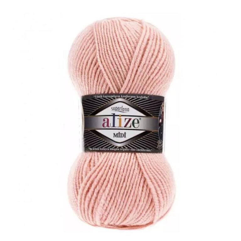 Пряжа для вязания ALIZE «SUPERLANA MIDI» (№523) Светло-розовый