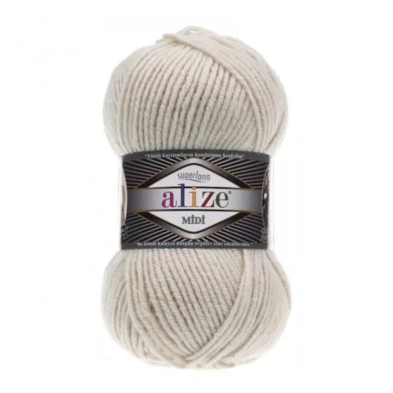 Пряжа для вязания ALIZE «SUPERLANA MIDI» (№599) Слоновая кость
