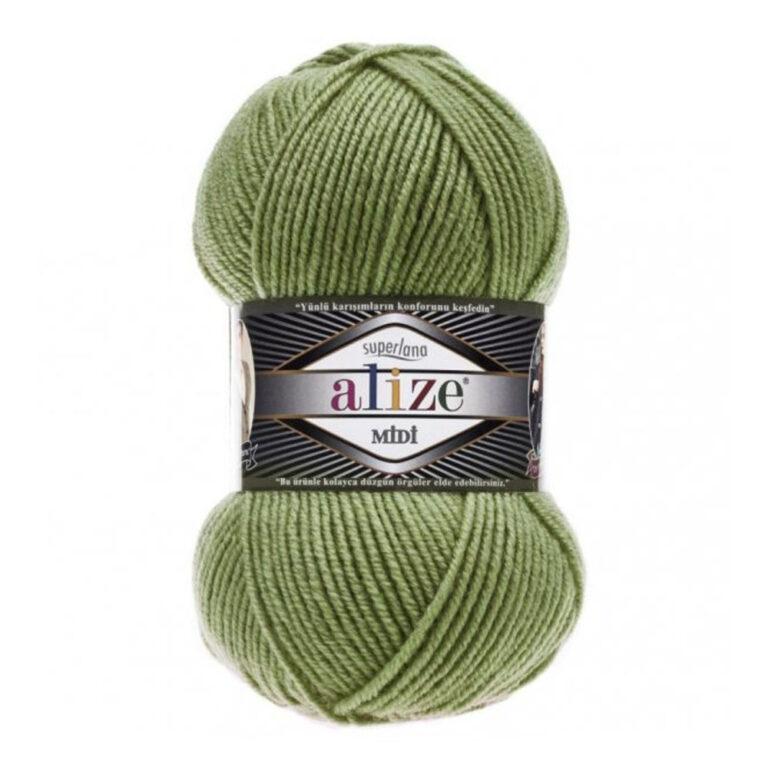 Пряжа для вязания ALIZE «SUPERLANA MIDI» (№620) Олива