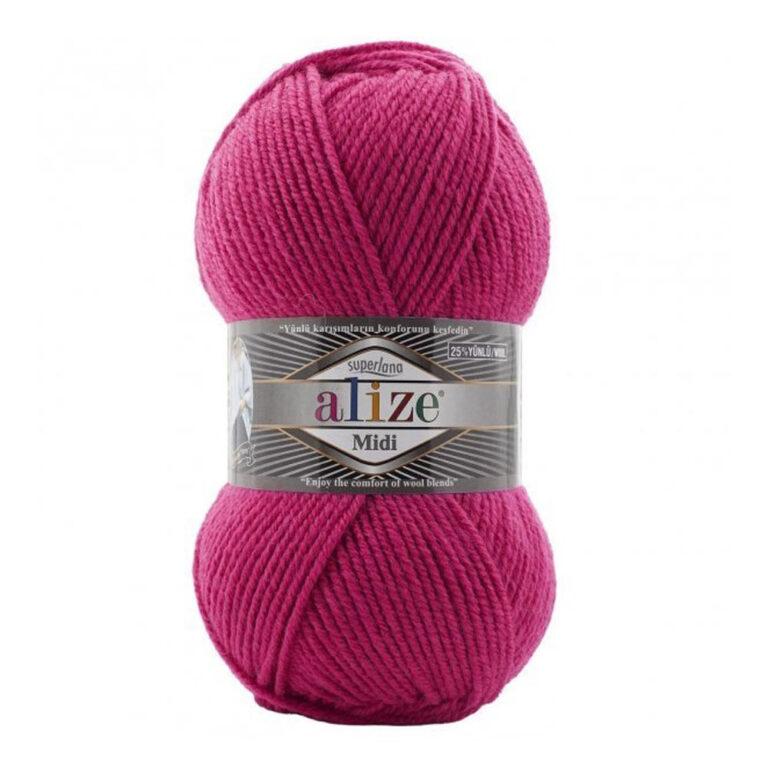 Пряжа для вязания ALIZE «SUPERLANA MIDI» (№798) Яркая мальва