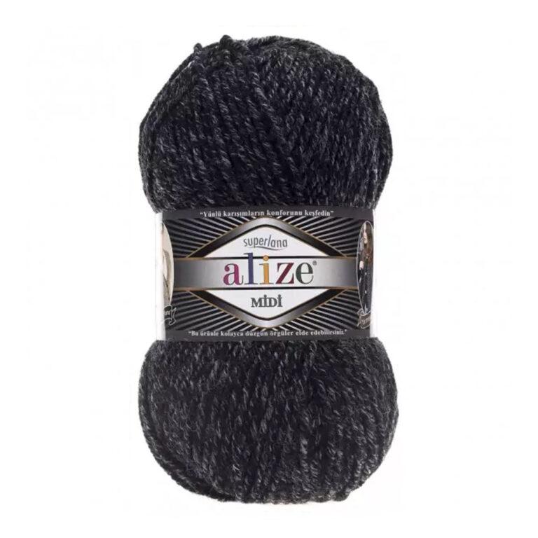 Пряжа для вязания ALIZE «SUPERLANA MIDI» (№800) Антрацит меланж