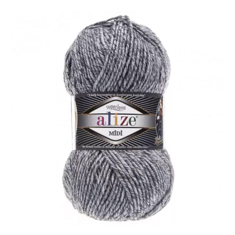 Пряжа для вязания ALIZE «SUPERLANA MIDI» (№801) Серый меланж