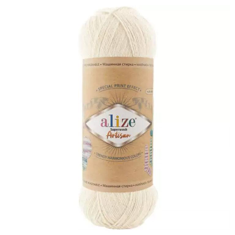 Пряжа для вязания ALIZE «SUPERWASH ARTISAN» (№01) Кремовый