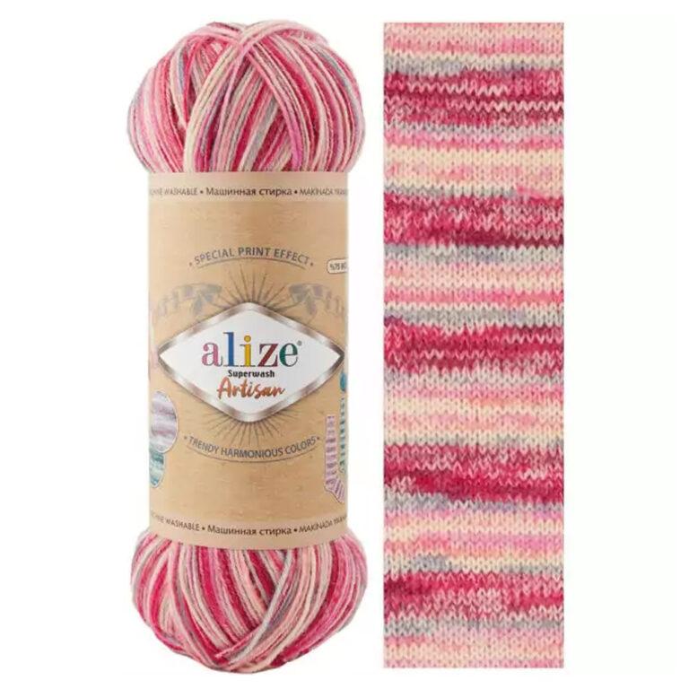 Пряжа для вязания ALIZE «SUPERWASH ARTISAN» (№9002) Малина принт