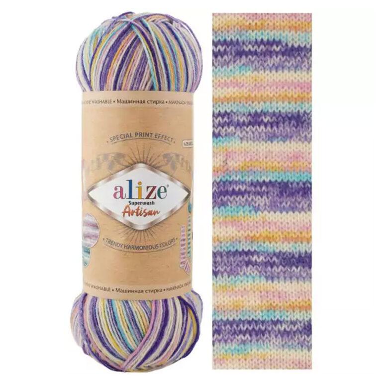 Пряжа для вязания ALIZE «SUPERWASH ARTISAN» (№9003) Сиреневый принт