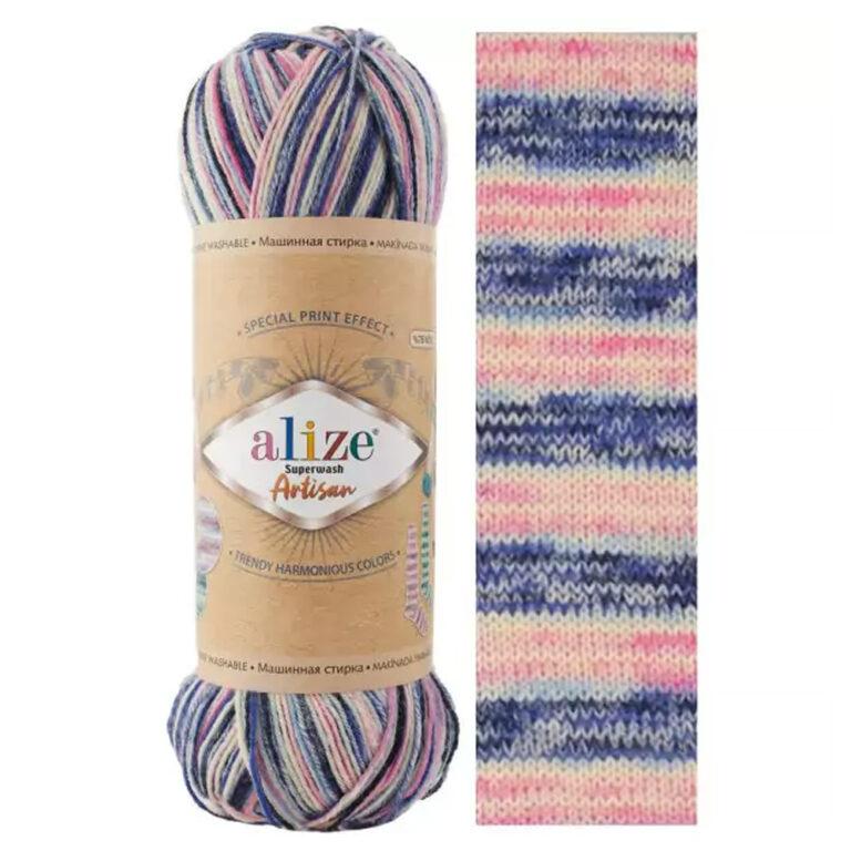 Пряжа для вязания ALIZE «SUPERWASH ARTISAN» (№9004) Синий принт
