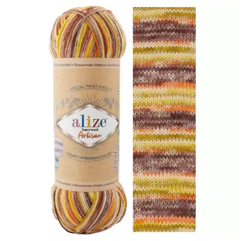 Пряжа для вязания ALIZE «SUPERWASH ARTISAN» (№9006) Листопад принт