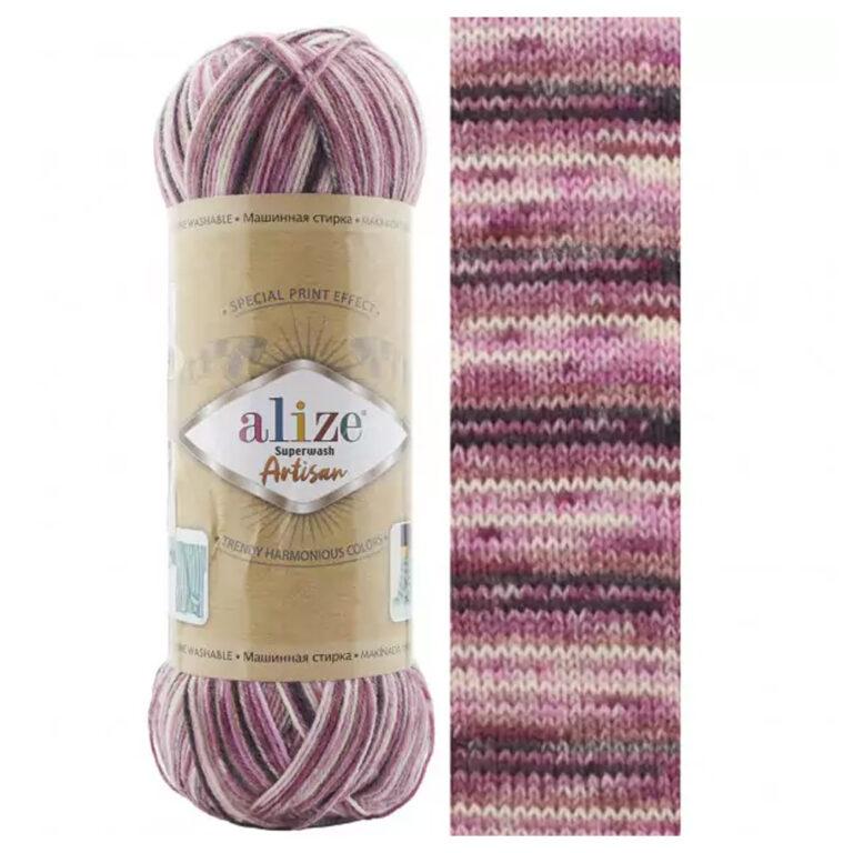 Пряжа для вязания ALIZE «SUPERWASH ARTISAN» (№9011) Брусничный принт