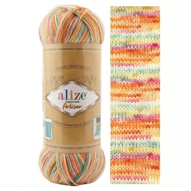 Пряжа для вязания ALIZE «SUPERWASH ARTISAN» (№9012) Радужный принт