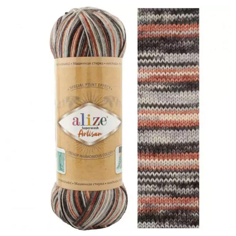 Пряжа для вязания ALIZE «SUPERWASH ARTISAN» (№9013) Коричневый принт