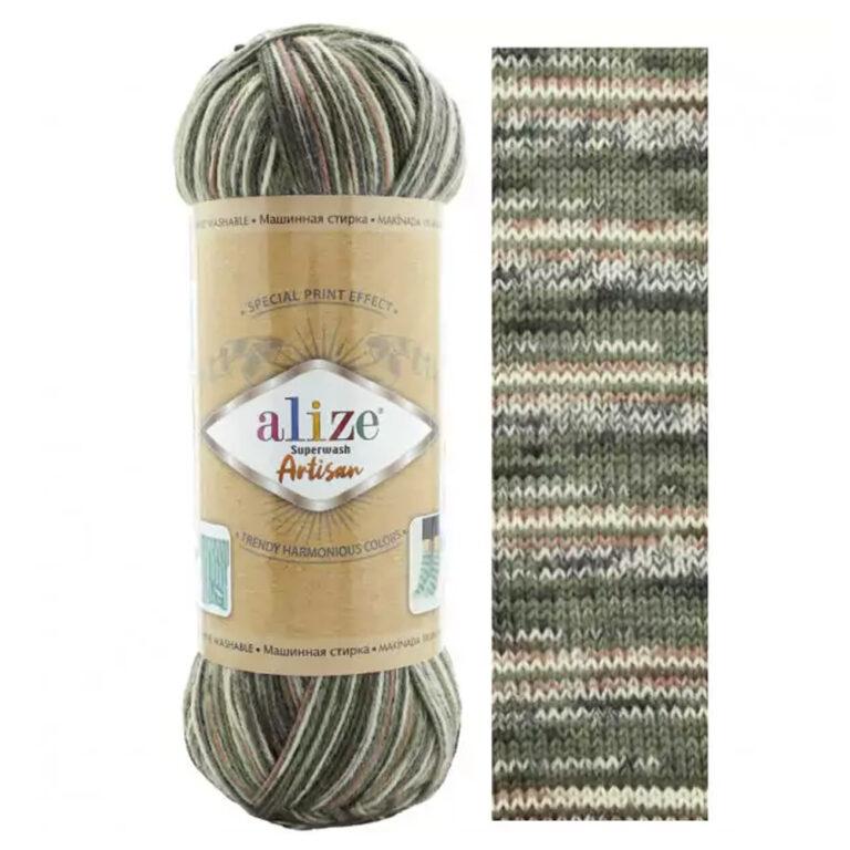 Пряжа для вязания ALIZE «SUPERWASH ARTISAN» (№9014) Защитный принт