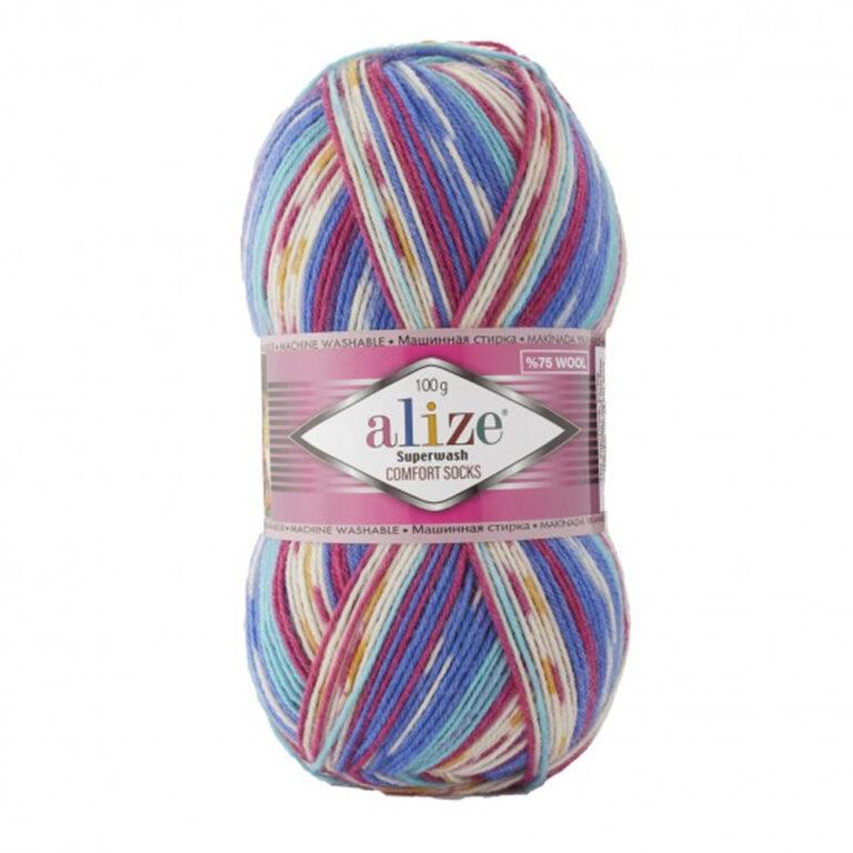 Пряжа для вязания ALIZE SUPERWASH COMFORT SOCKS (№7654) Принт
