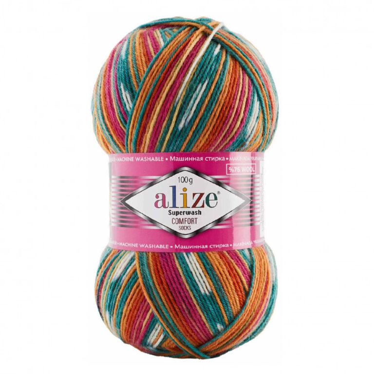 Пряжа для вязания ALIZE SUPERWASH COMFORT SOCKS (№7839) Принт