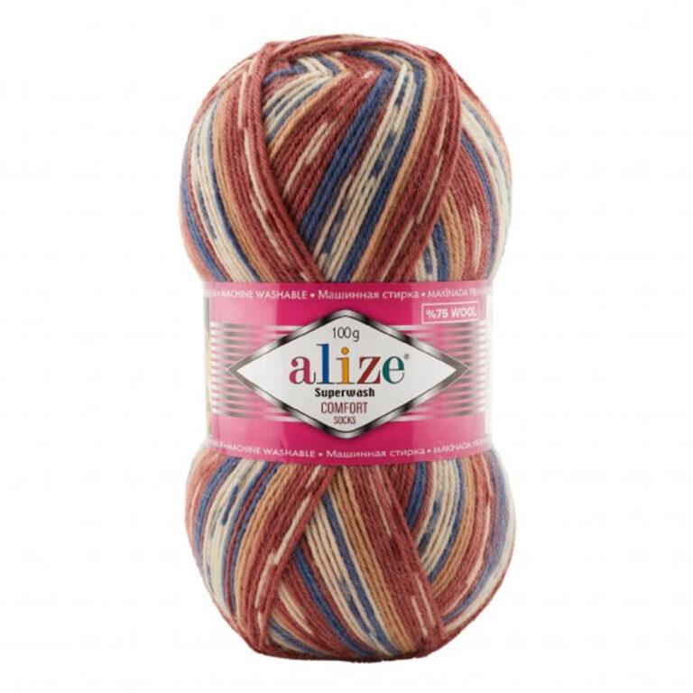 Пряжа для вязания ALIZE SUPERWASH COMFORT SOCKS (№7841) Принт