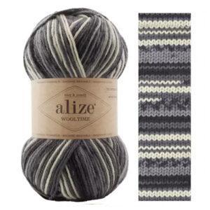 Пряжа для вязания ALIZE WOOL TIME (№11016) Серый принт