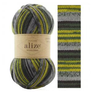 Пряжа для вязания ALIZE WOOL TIME (№11019) Оливковый принт