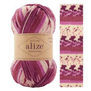 Пряжа для вязания ALIZE WOOL TIME (№11020) Розовый принт