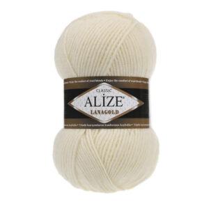 Пряжа для вязания ALIZE LANAGOLD (№01) Кремовый