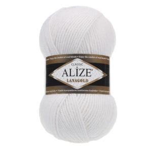 Пряжа для вязания ALIZE LANAGOLD (№55) Белый