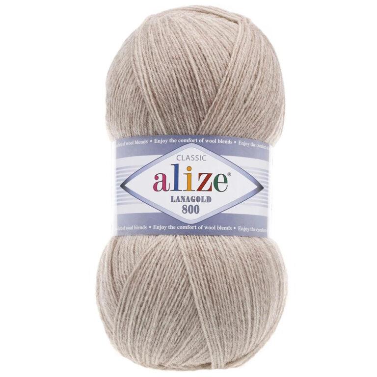 Пряжа для вязания ALIZE LANAGOLD 800 (№152) Беж меланж