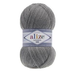 Пряжа для вязания ALIZE LANAGOLD 800 (№21) Серый меланж